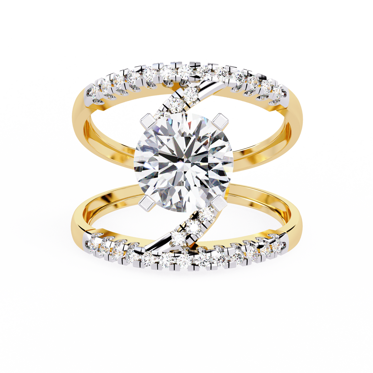 Reverra 14K Round Diamond Double Band Spiral Ring, CTTW-2.38