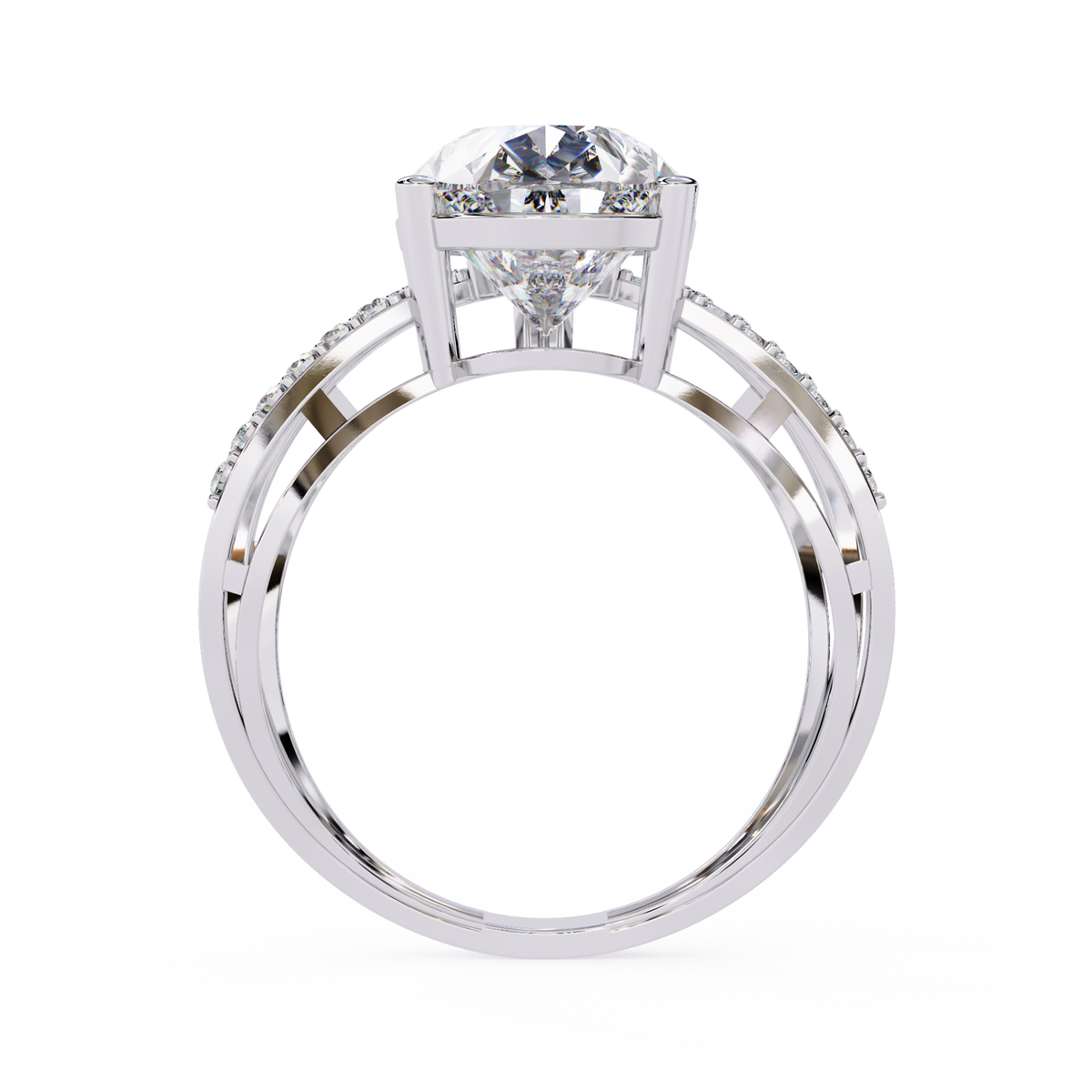 Reverra 14K Pear Diamond Criss Cross Engagement Ring, CTTW-4.62