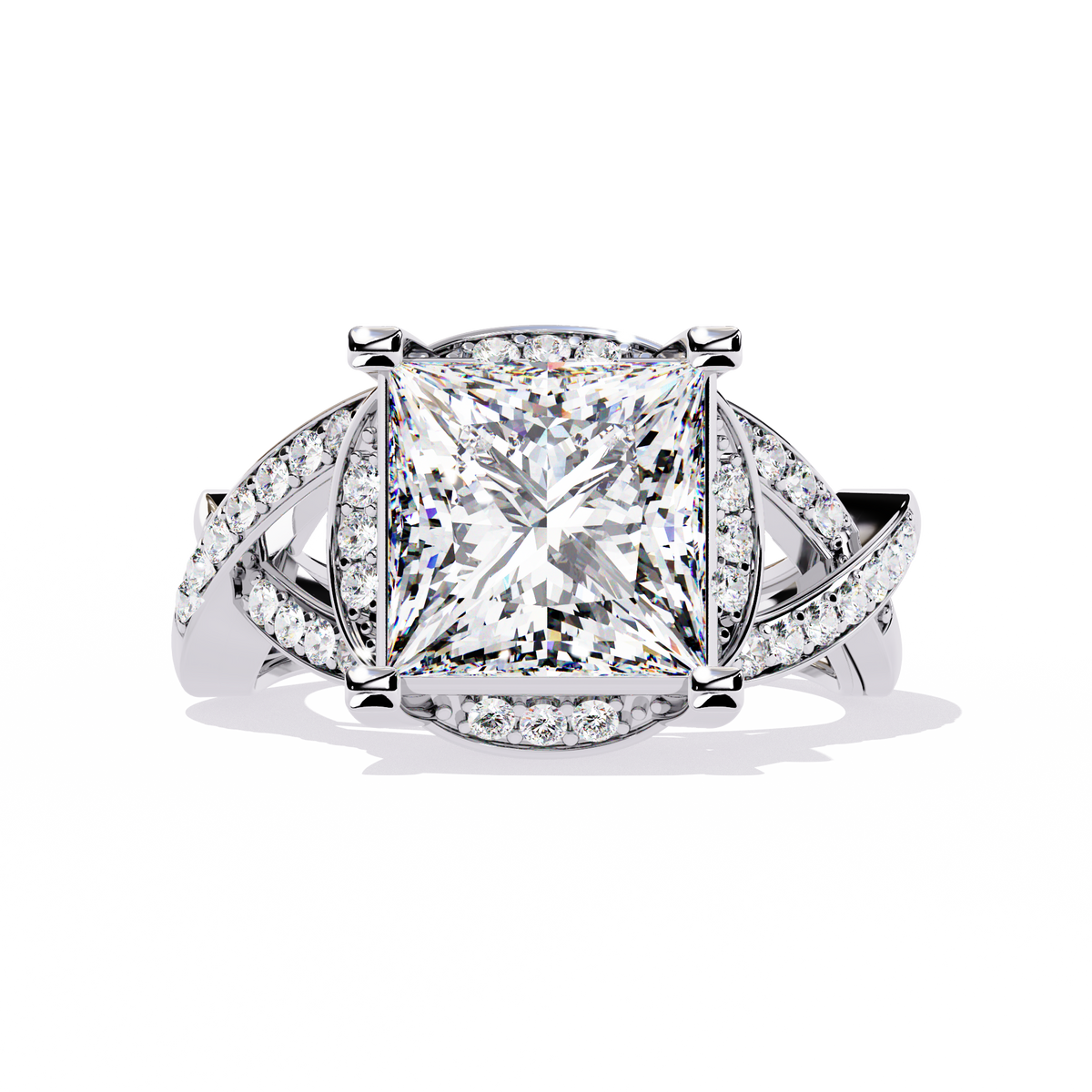 Reverra 14K Princess Diamond Infinity Twist Ring, CTTW-3.47