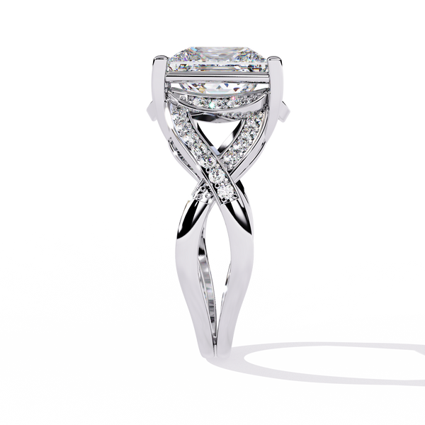 Reverra 14K Gold Princess & Round Lab Grown Diamond Infinity Twist Engagement Ring for Women, CTTW-3.47