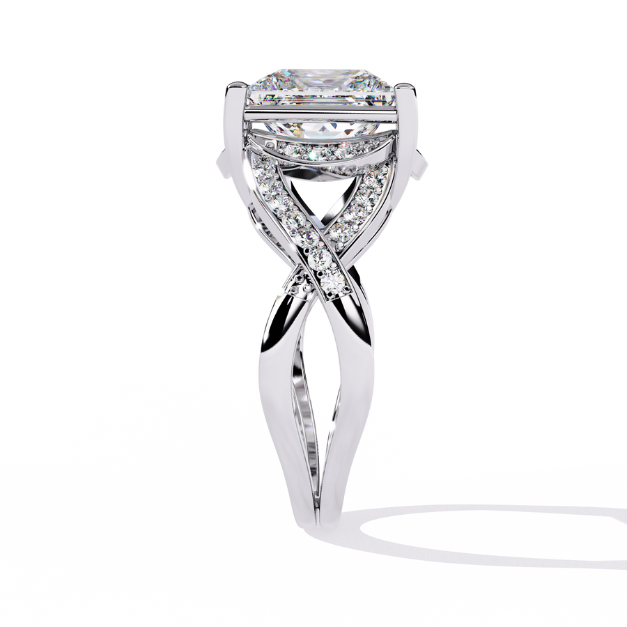 Reverra 14K Gold Princess & Round Lab Grown Diamond Infinity Twist Engagement Ring for Women, CTTW-3.47