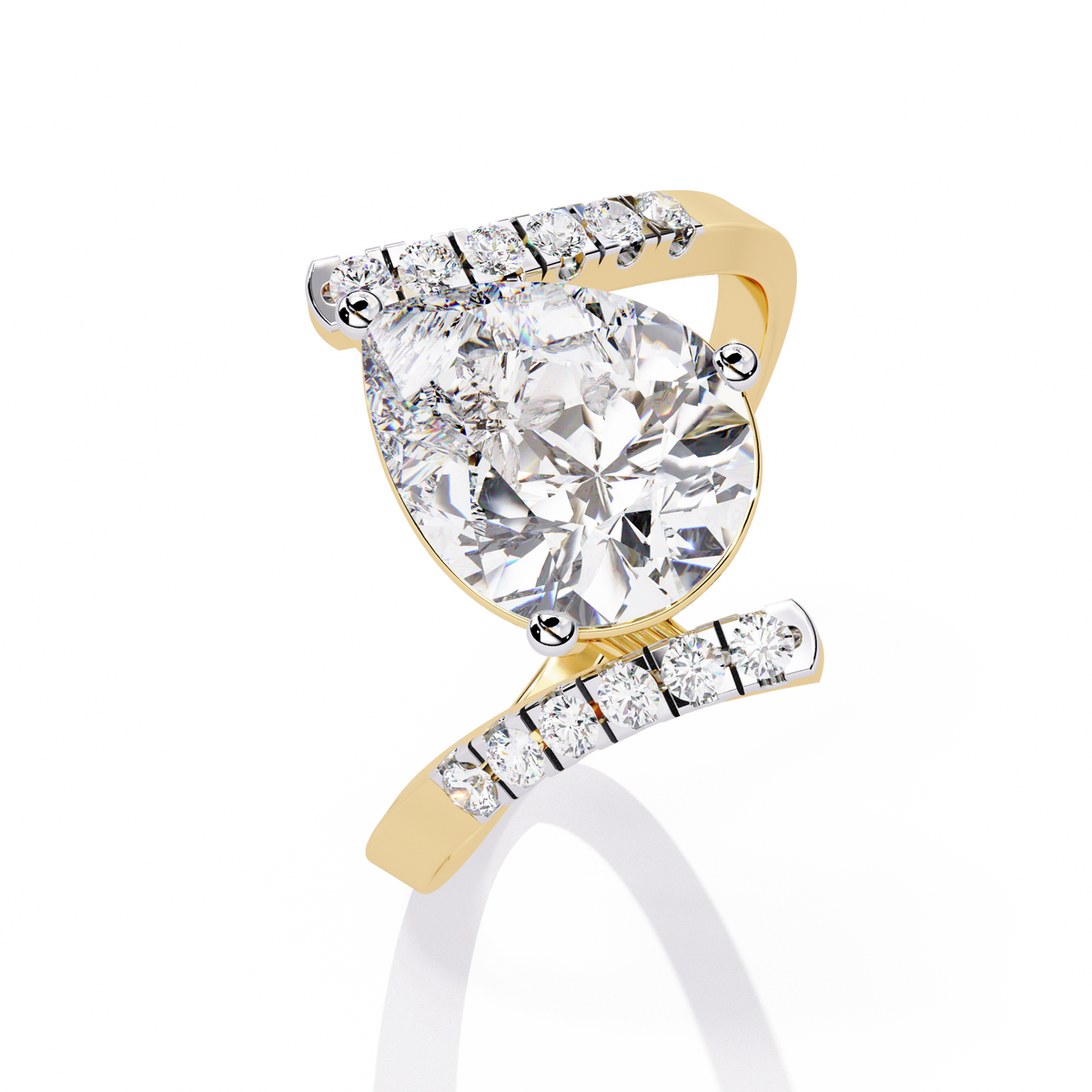 Reverra 14K Pear Diamond Open Twist Engagement Ring, CTTW-2.81