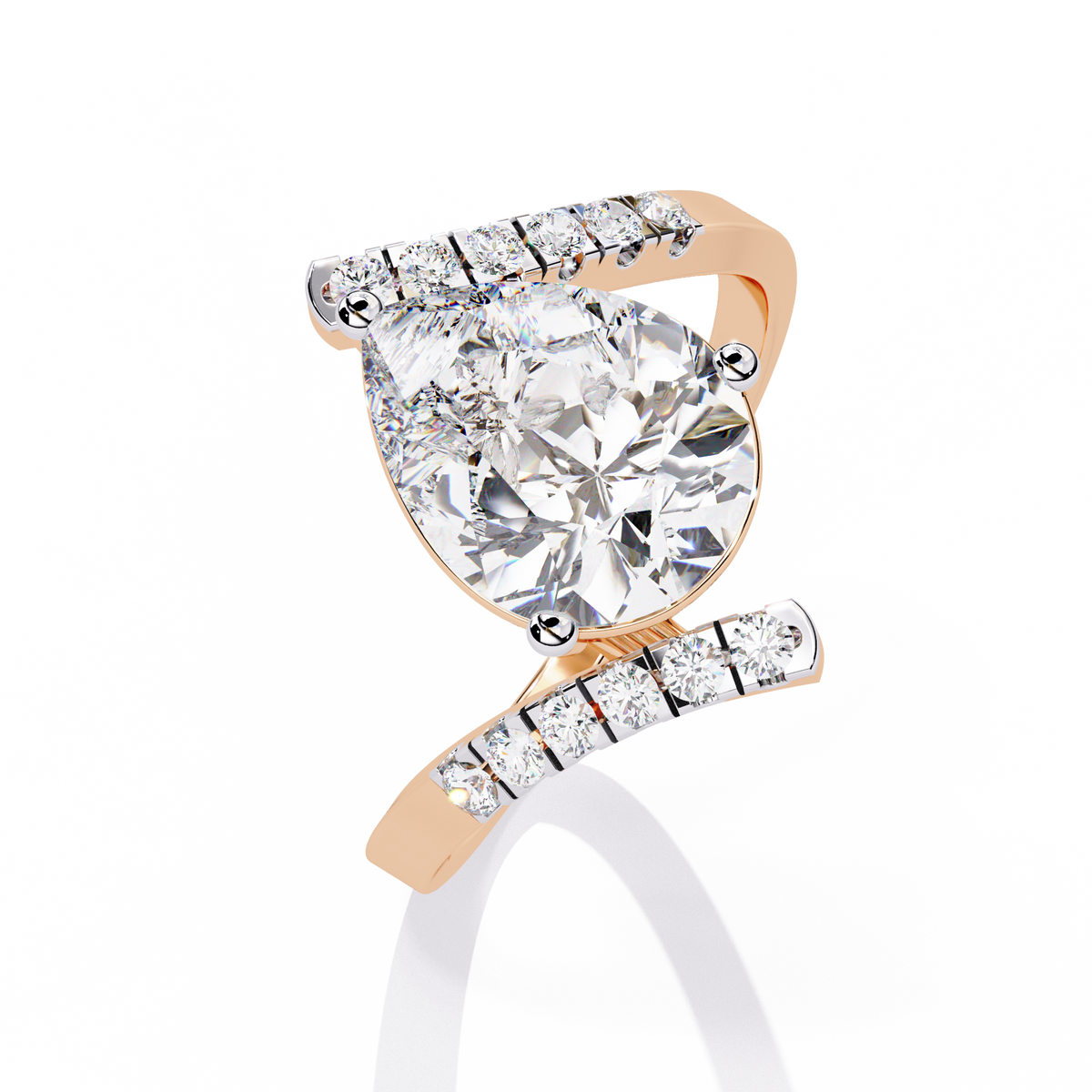 Reverra 14K Pear Diamond Open Twist Engagement Ring, CTTW-2.81