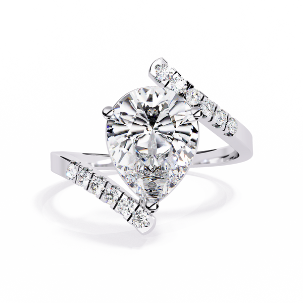 Reverra 14K Gold Pear & Round Lab Grown Diamond Open Twist Engagement Ring for Women, CTTW-2.81