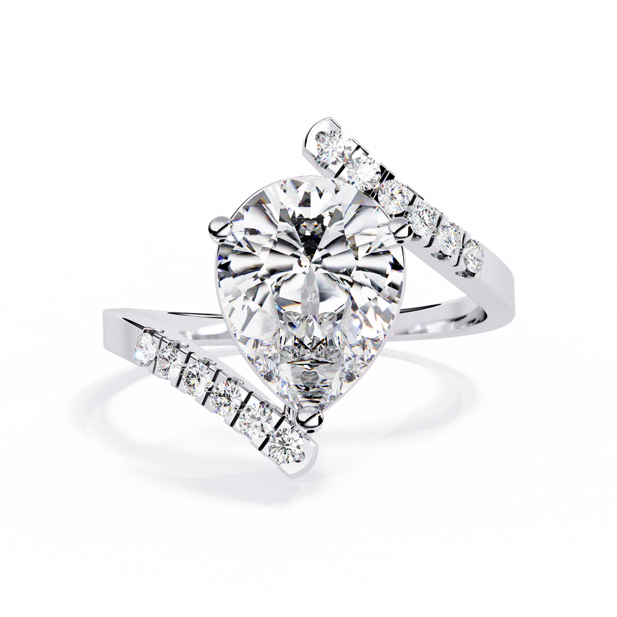 Reverra 14K Gold Pear & Round Lab Grown Diamond Open Twist Engagement Ring for Women, CTTW-2.81
