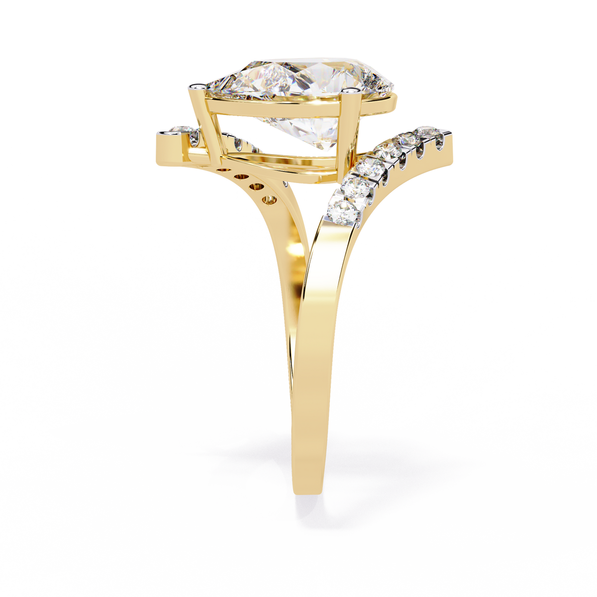 Reverra 14K Pear Diamond Open Twist Engagement Ring, CTTW-2.81