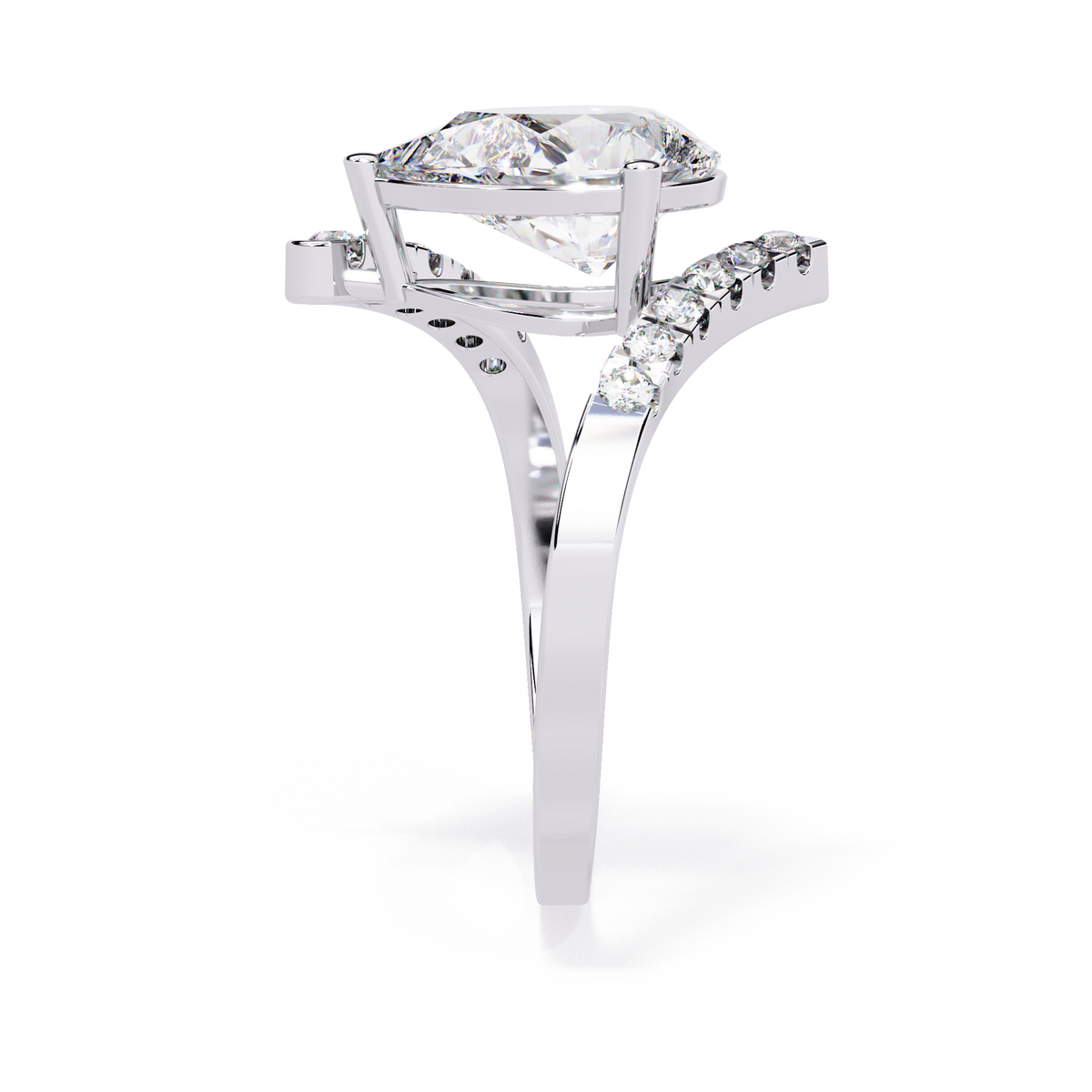 Reverra 14K Pear Diamond Open Twist Engagement Ring, CTTW-2.81