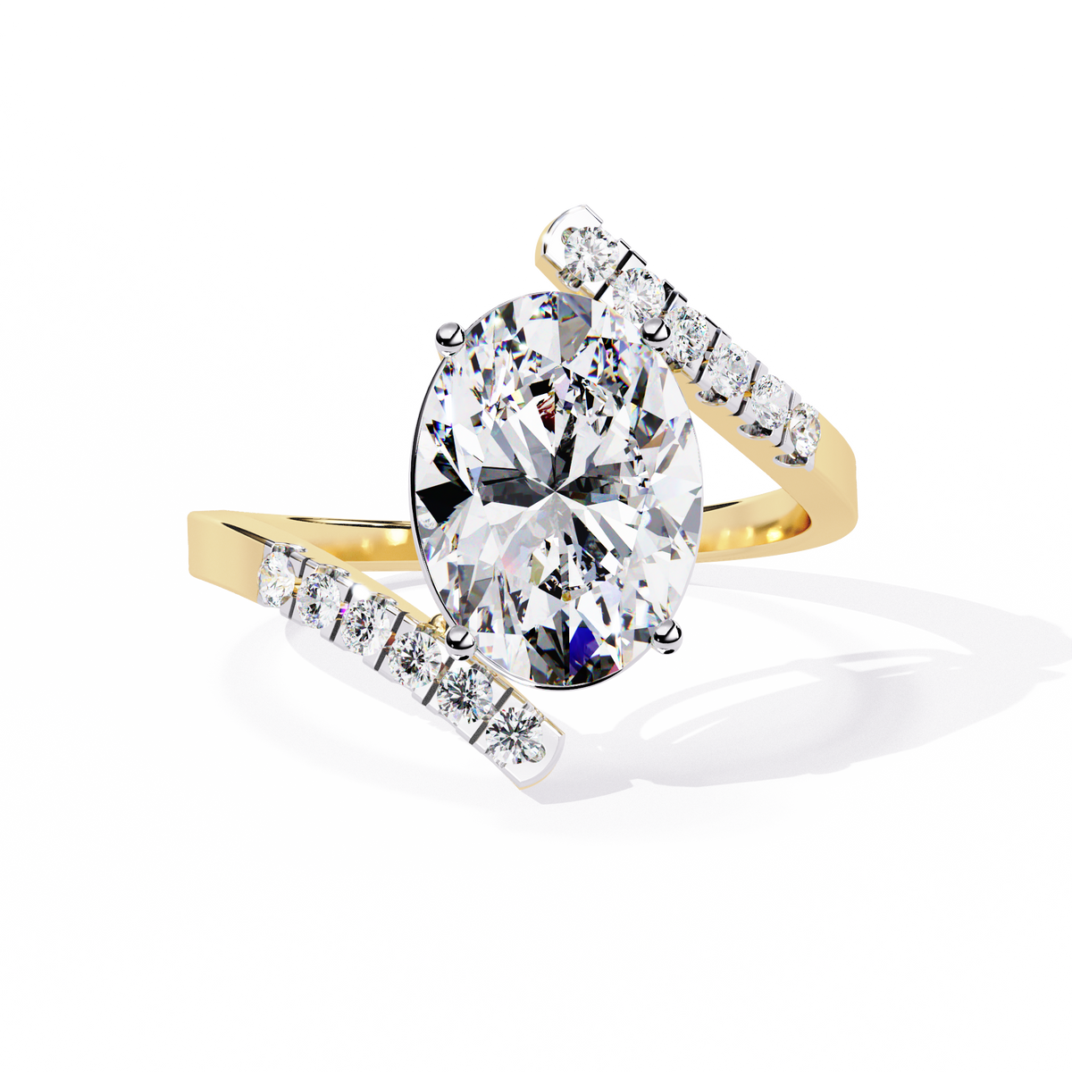 Reverra 14K Oval Diamond Open Twist Engagement Ring, CTTW-2.41