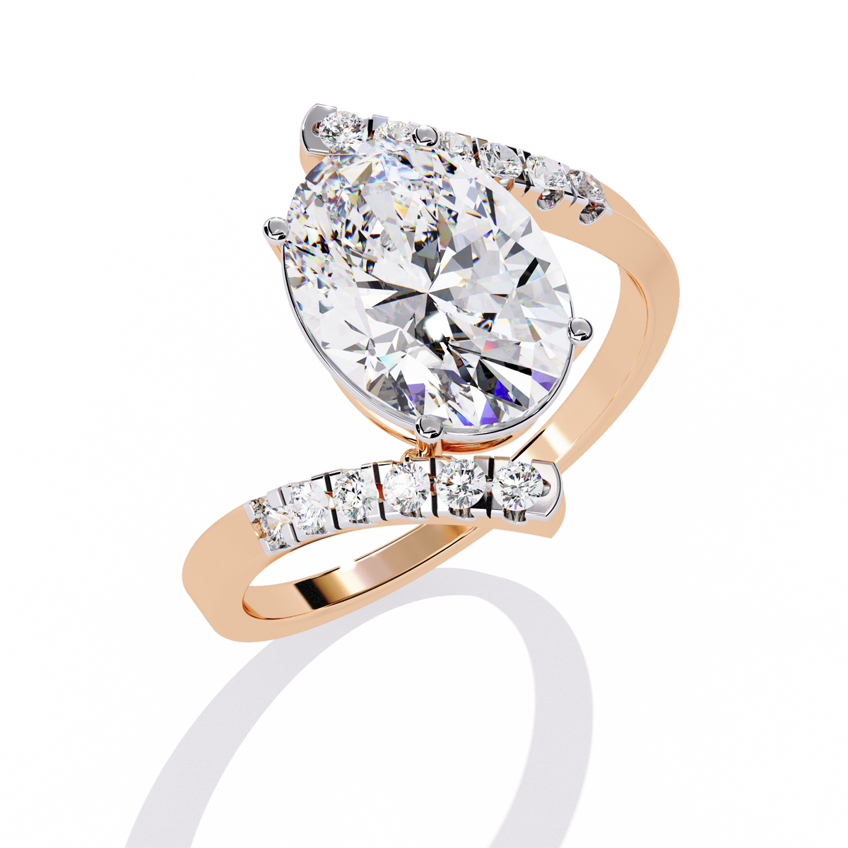 Reverra 14K Oval Diamond Open Twist Engagement Ring, CTTW-2.41