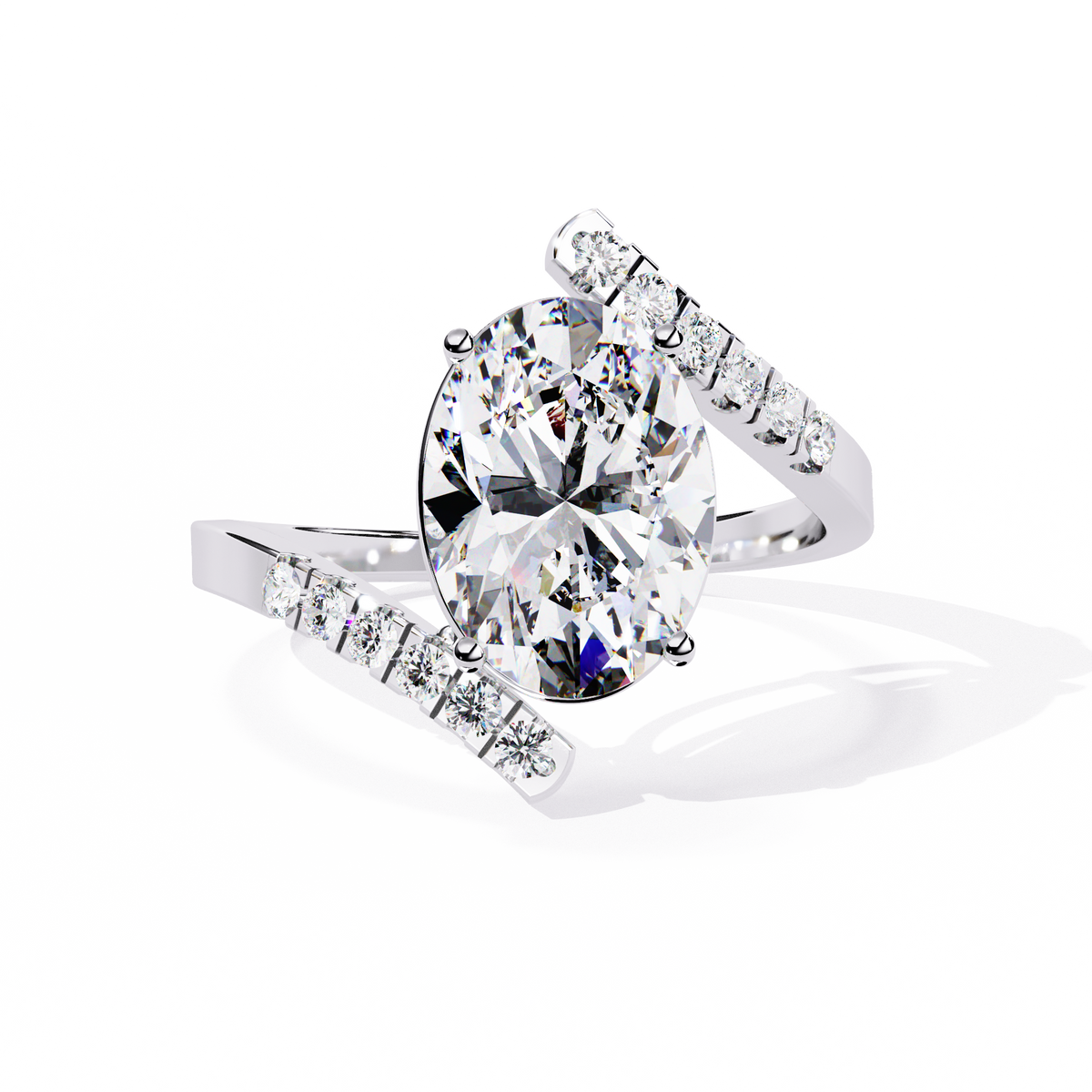 Reverra 14K Oval Diamond Open Twist Engagement Ring, CTTW-2.41