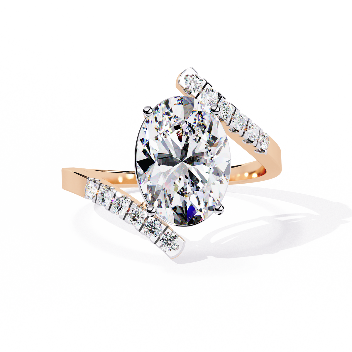 Reverra 14K Oval Diamond Open Twist Engagement Ring, CTTW-2.41