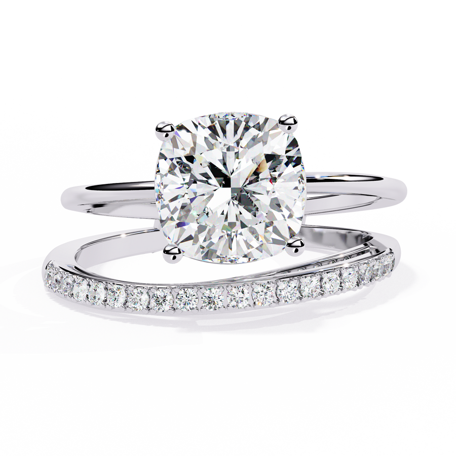 Reverra 14K Gold Cushion & Round Lab Grown Diamond Classic Solitaire Engagement Ring for Women, CTTW-2.41