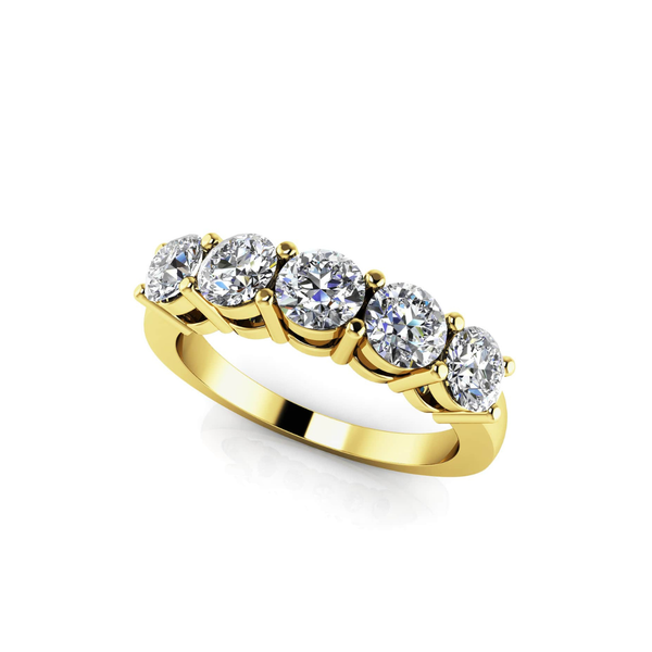 Reverra 14K Gold Round IGI Certified Lab Diamond Five Across Band Wedding Ring, CTTW-0.24