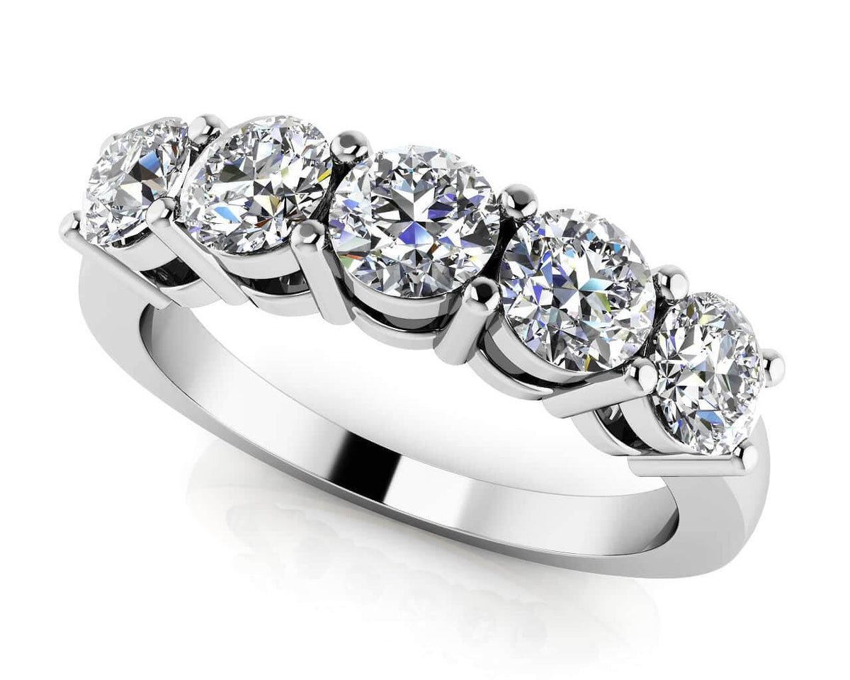 Reverra 14K Gold Round IGI Certified Lab Diamond Five Across Band Wedding Ring, CTTW-0.24
