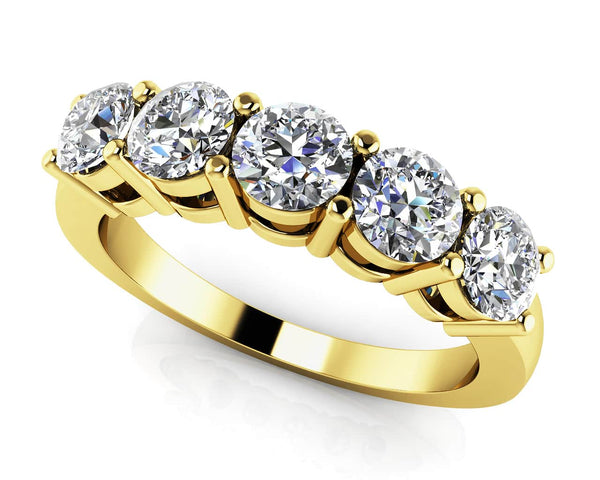 Reverra 14K Gold Round IGI Certified Lab Diamond Five Across Band Wedding Ring, CTTW-0.24