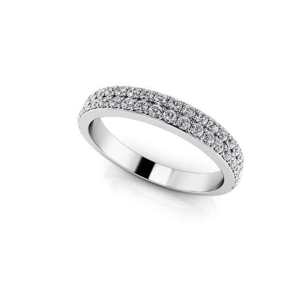 Reverra 14K Gold Round IGI Certified Lab Diamond Splendid Romance Double Row Wedding Band, CTTW-0.42