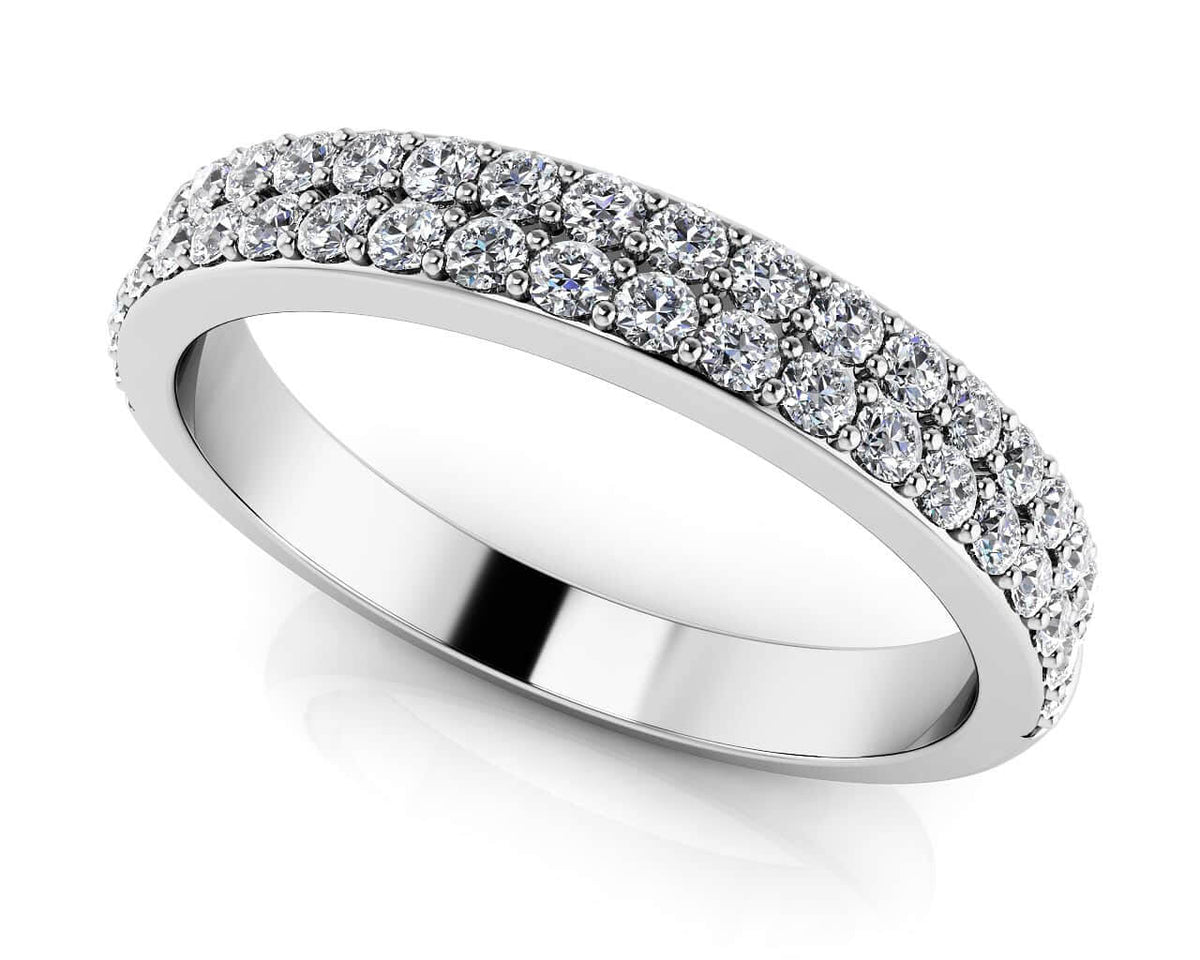 Reverra 14K Gold Round IGI Certified Lab Diamond Splendid Romance Double Row Wedding Band, CTTW-0.42