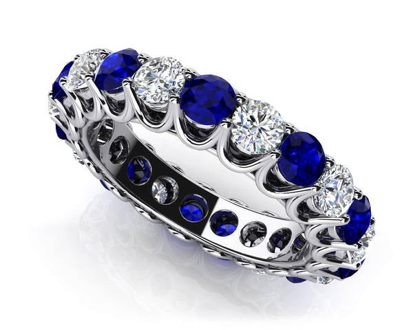 Reverra 14K Gold Round IGI Certified Lab Diamond Unique Shared Prong & Gems Eternity Ring