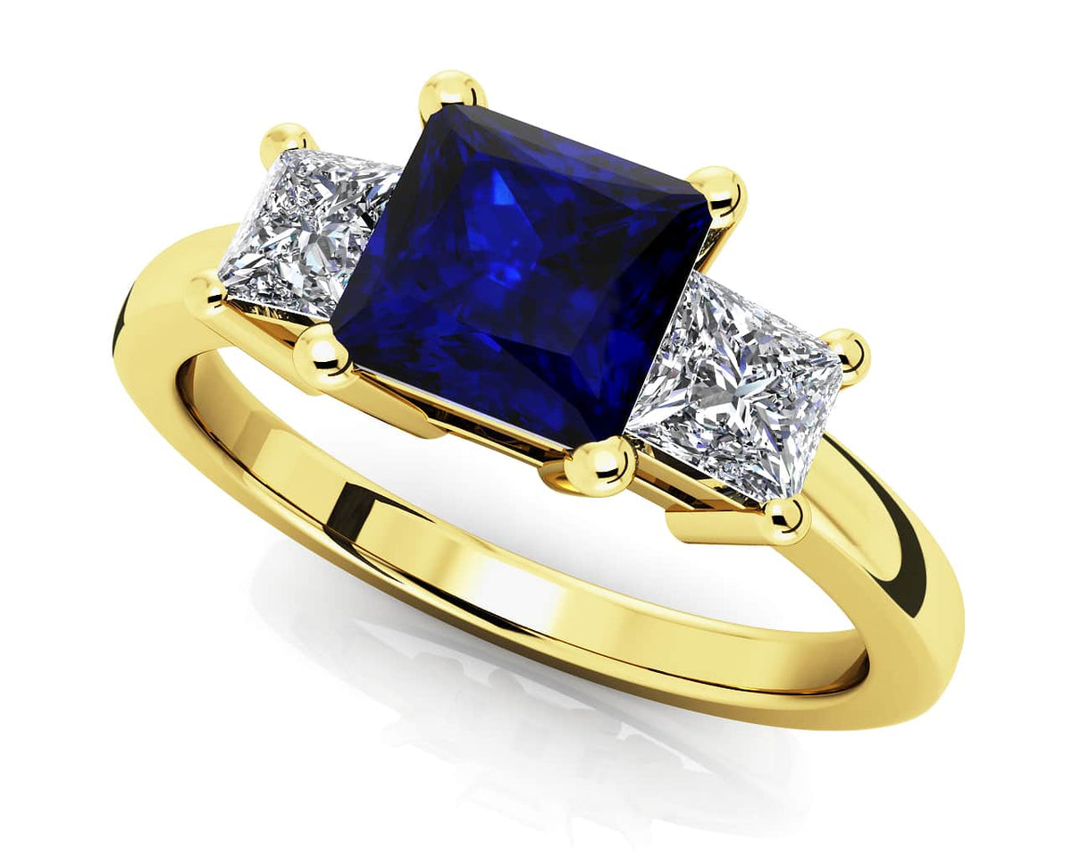 Reverra 14K Gold Princess IGI Certified Lab Diamond 3 Stone Gems Ring, CTTW-1.23