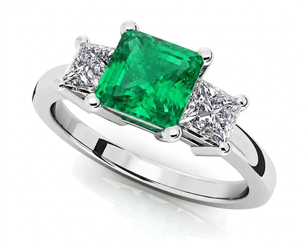 Reverra 14K Gold Princess IGI Certified Lab Diamond 3 Stone Gems Ring, CTTW-1.23