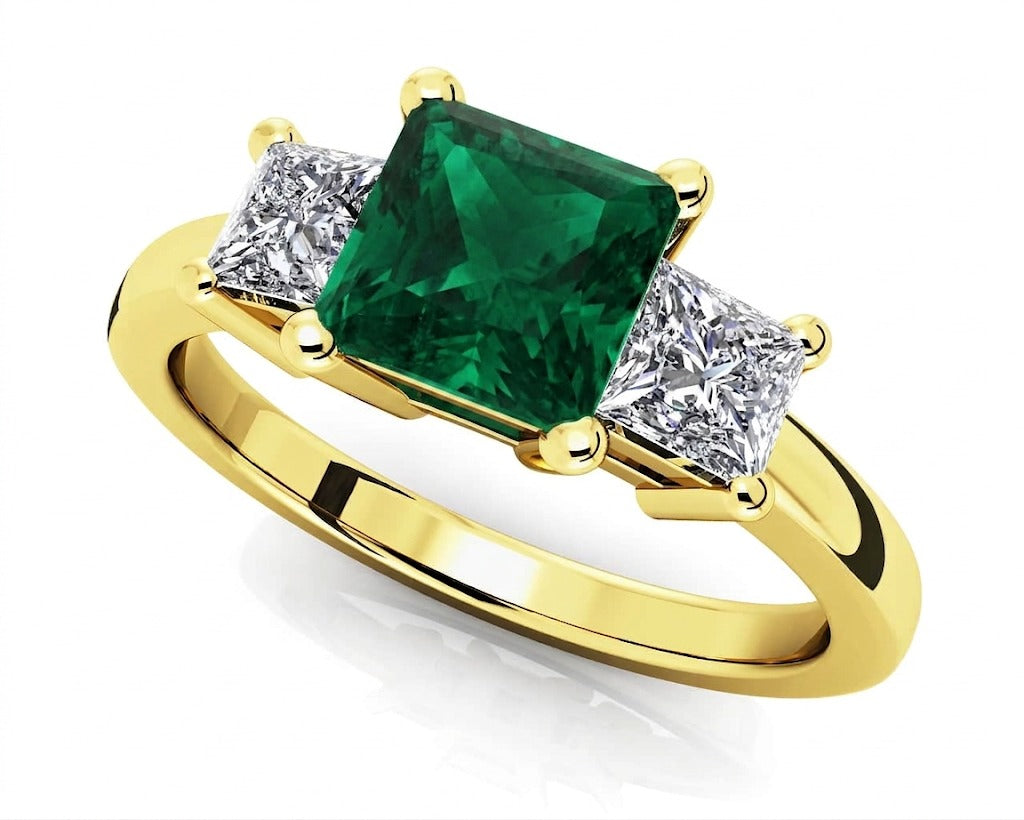 Reverra 14K Gold Princess IGI Certified Lab Diamond 3 Stone Gems Ring, CTTW-1.23