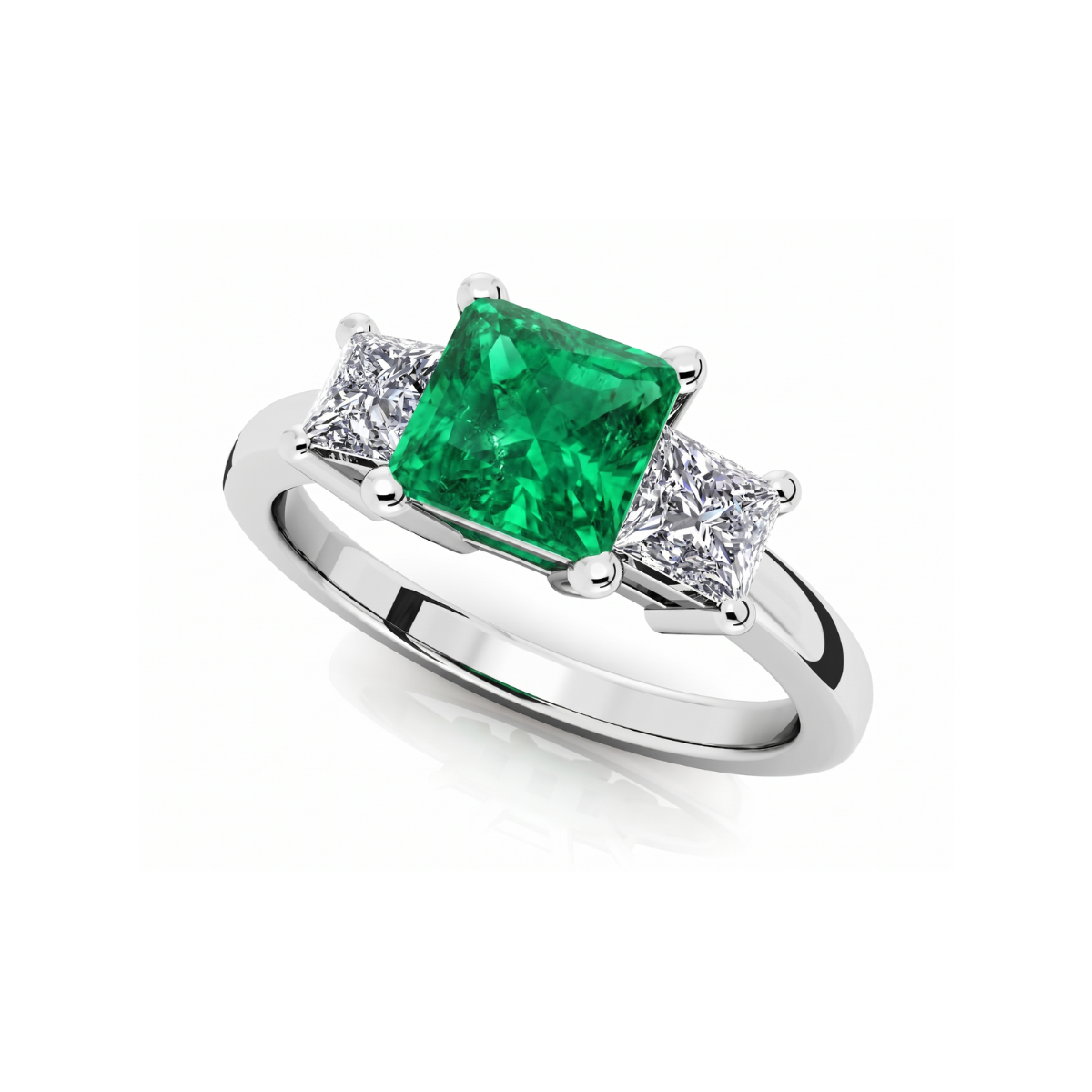 Reverra 14K Gold Princess IGI Certified Lab Diamond 3 Stone Gems Ring, CTTW-1.23