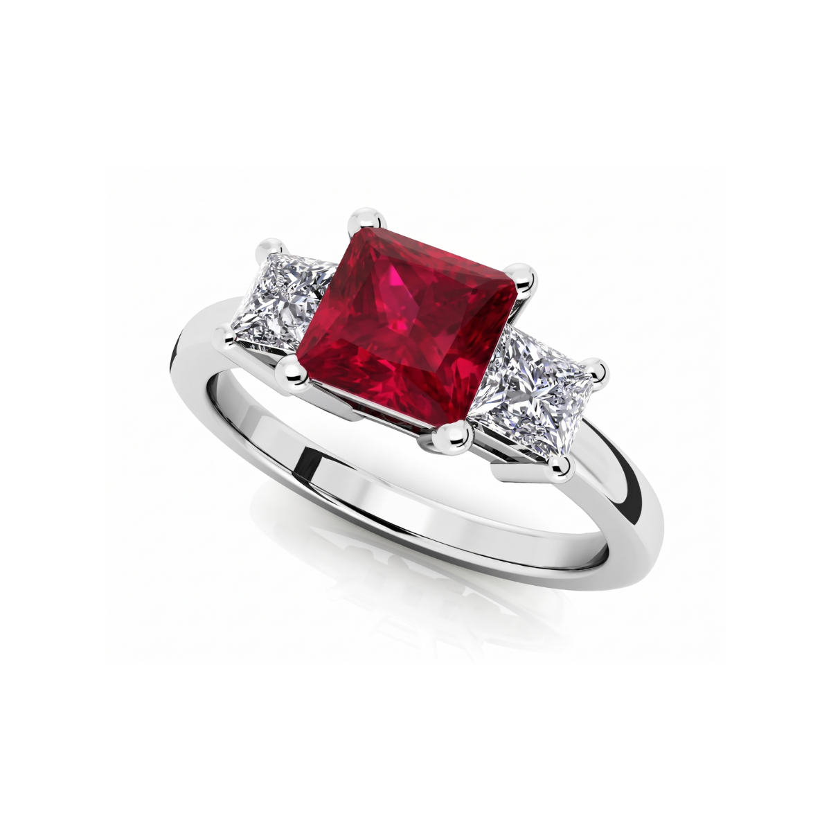 Reverra 14K Gold Princess IGI Certified Lab Diamond 3 Stone Gems Ring, CTTW-1.23