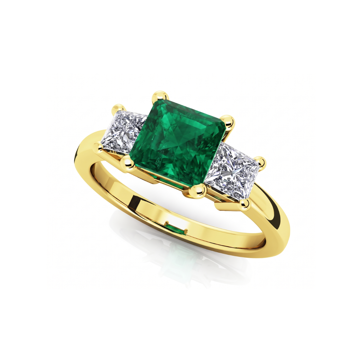 Reverra 14K Gold Princess IGI Certified Lab Diamond 3 Stone Gems Ring, CTTW-1.23
