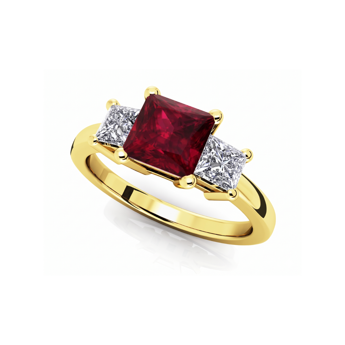 Reverra 14K Gold Princess IGI Certified Lab Diamond 3 Stone Gems Ring, CTTW-1.23