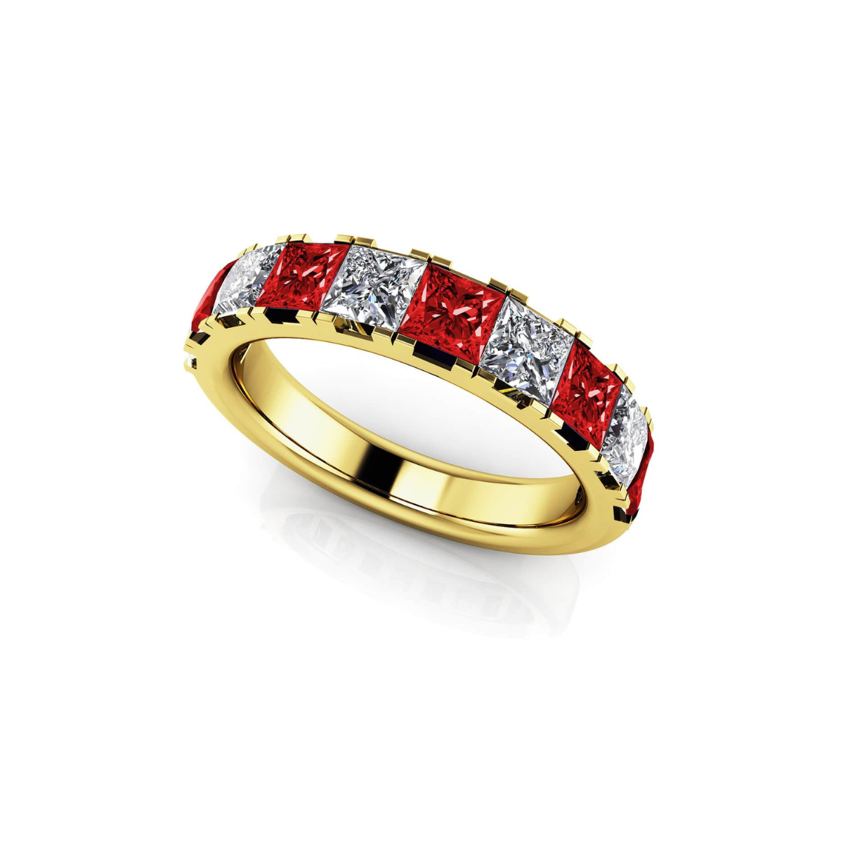 Reverra 14K Gold Princess Cut IGI Certified Lab Diamond Four Prong Gemstone Ring, CTTW-0.91