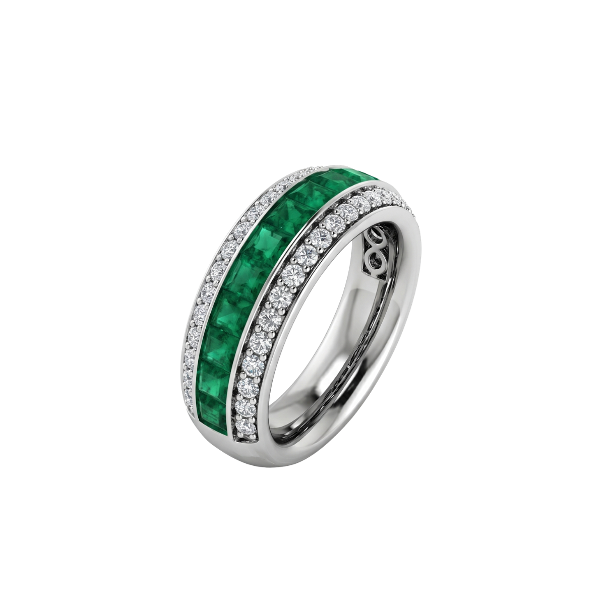 Reverra 14K Gold Princess & Round Cut IGI Certified Lab Diamond Three Row Gemstone & Diamond Fashion Ring, CTTW-1.07