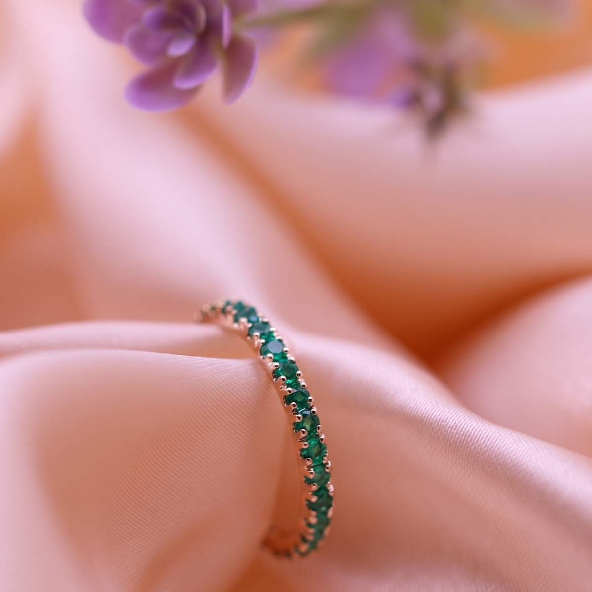 Reverra 14K Gold Round Lab Grown Gemstone Full Eternity Band for Women, CTTW-1.01