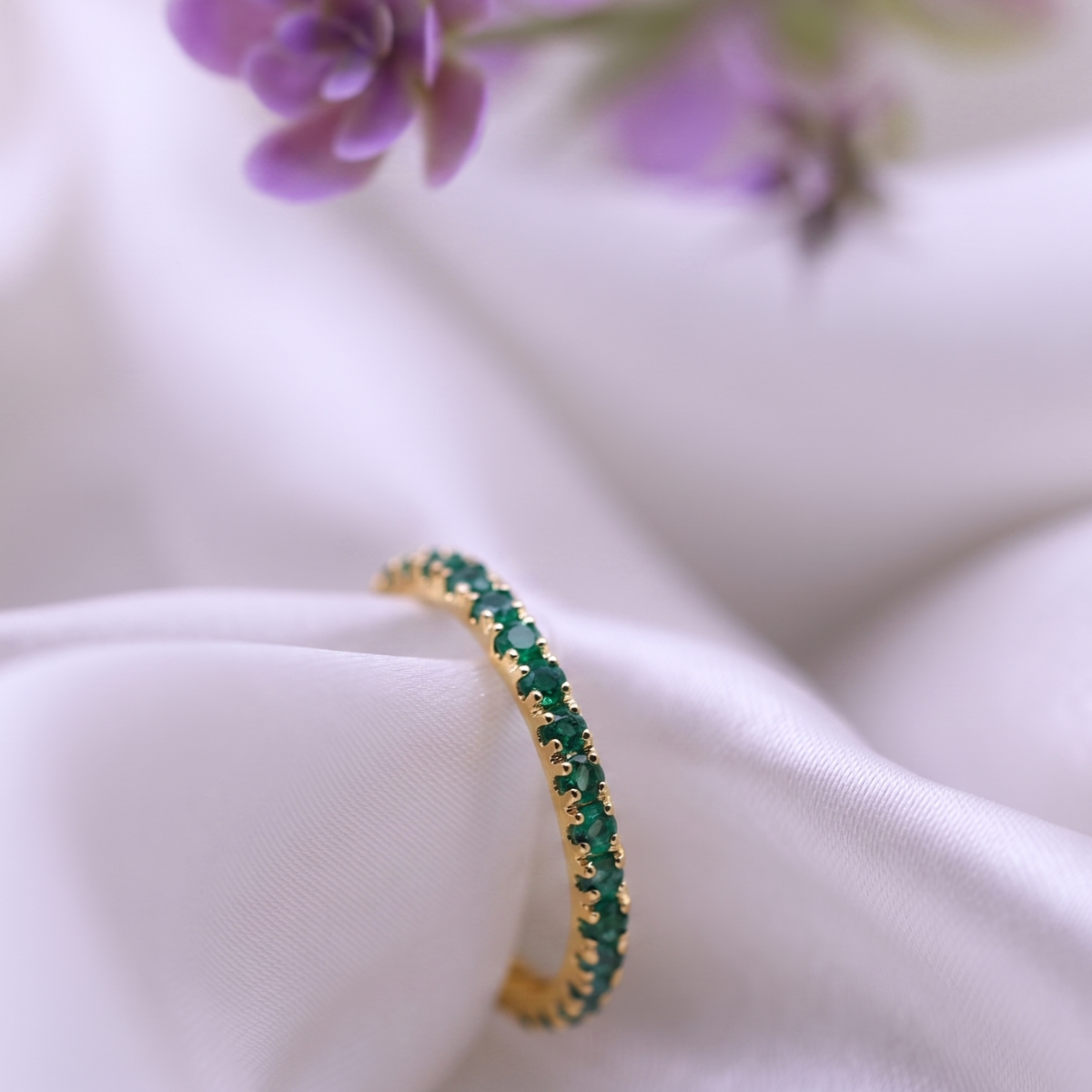 Reverra 14K Gold Round Lab Grown Gemstone Full Eternity Band for Women, CTTW-1.01