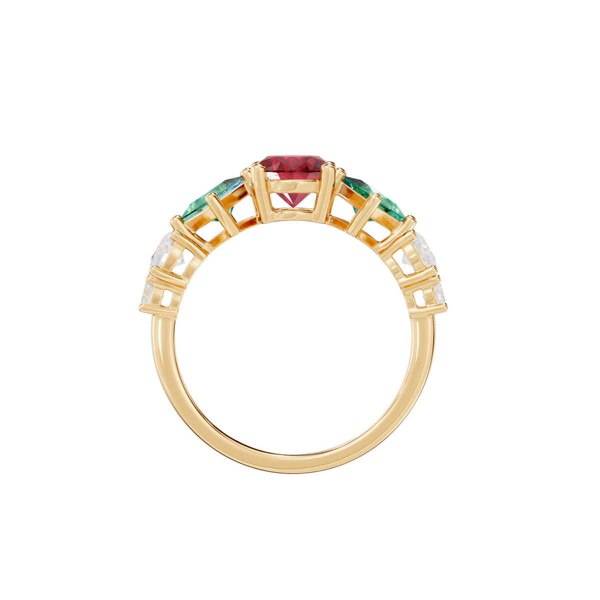 Reverra 14K Gold Oval, Princess & Round Lab Grown Diamond & Gemstone Ring, CTTW-3