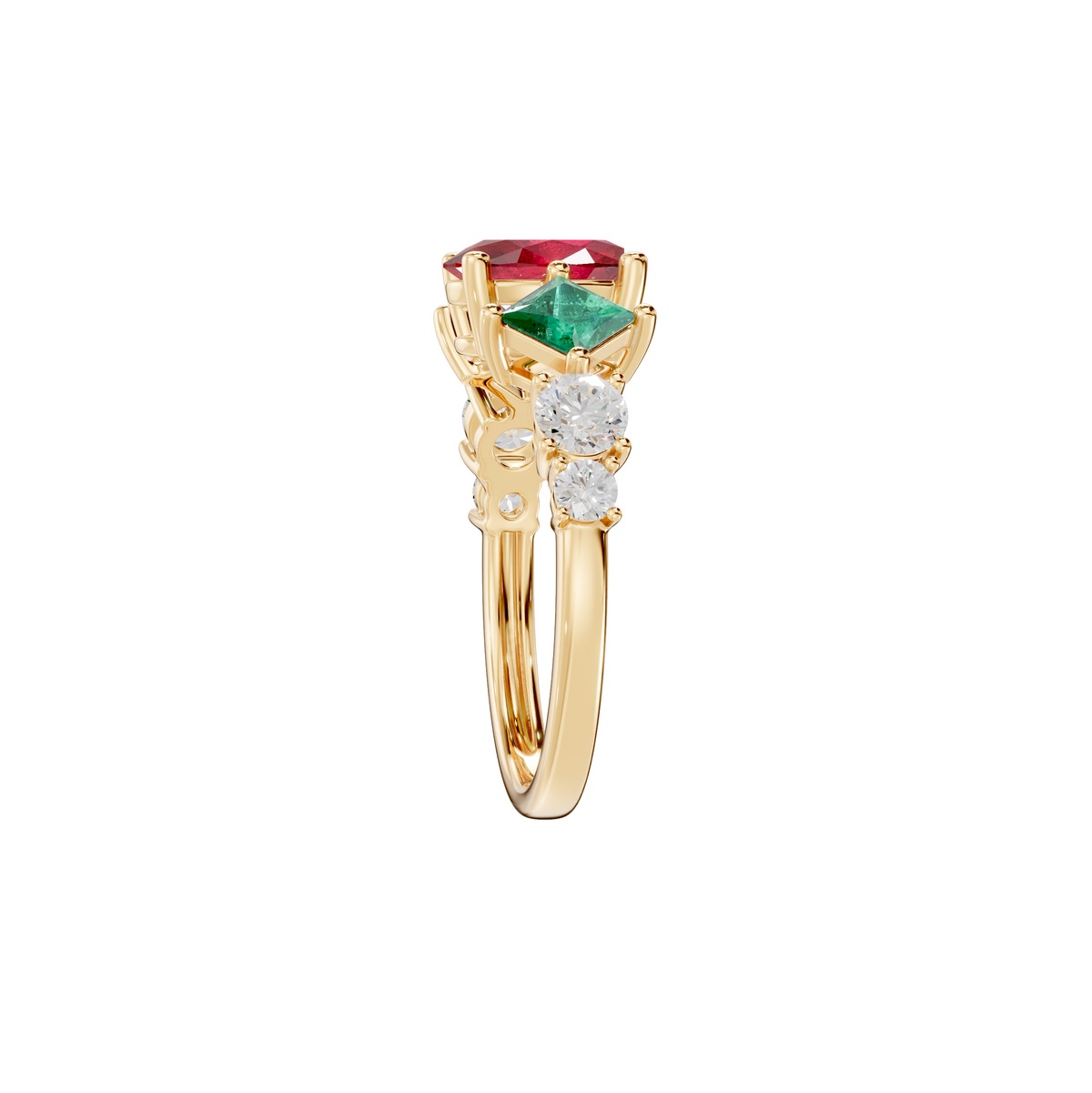 Reverra 14K Gold Oval, Princess & Round Lab Grown Diamond & Gemstone Ring, CTTW-3