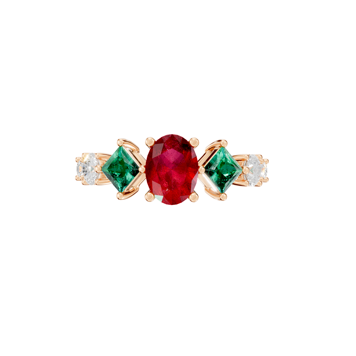 Reverra 14K Gold Oval, Princess & Round Lab Grown Diamond & Gemstone Ring, CTTW-3