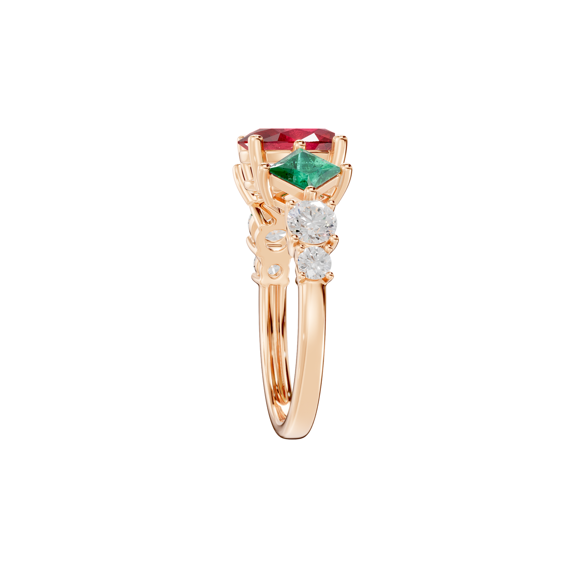 Reverra 14K Gold Oval, Princess & Round Lab Grown Diamond & Gemstone Ring, CTTW-3