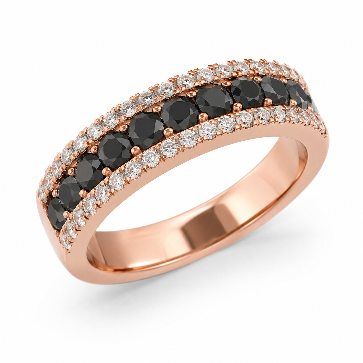 Reverra 14K Gold Black Lab Grown Diamond Half Eternity Ring for Women, CTTW-0.55