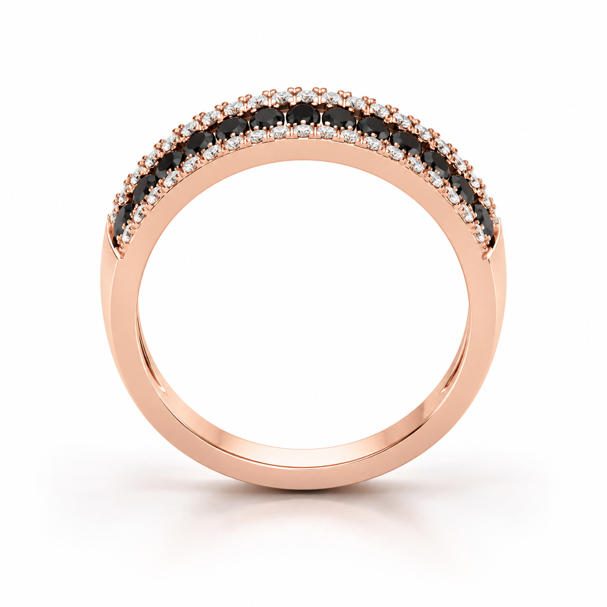 Reverra 14K Gold Black Lab Grown Diamond Half Eternity Ring for Women, CTTW-0.55