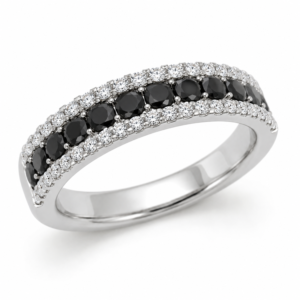 Reverra 14K Gold Black Lab Grown Diamond Half Eternity Ring for Women, CTTW-0.55