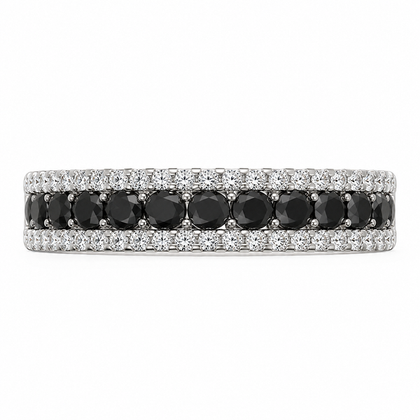 Reverra 14K Gold Black Lab Grown Diamond Half Eternity Ring for Women, CTTW-0.55