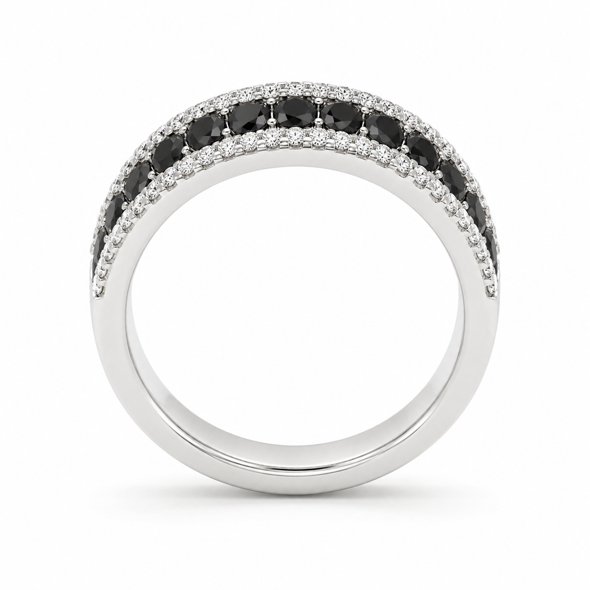 Reverra 14K Gold Black Lab Grown Diamond Half Eternity Ring for Women, CTTW-0.55