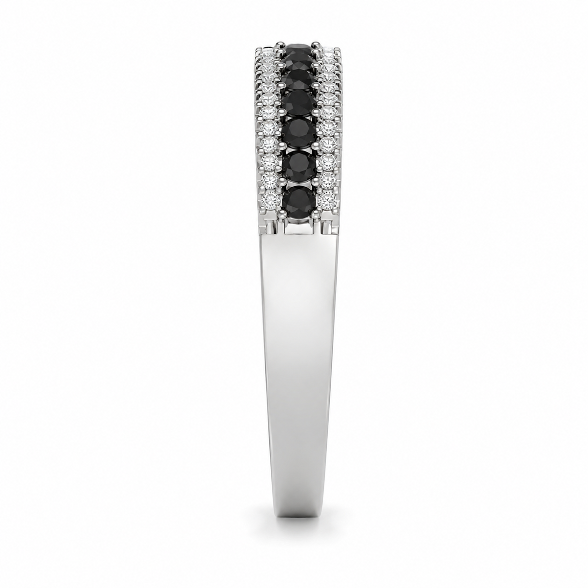 Reverra 14K Gold Black Lab Grown Diamond Half Eternity Ring for Women, CTTW-0.55