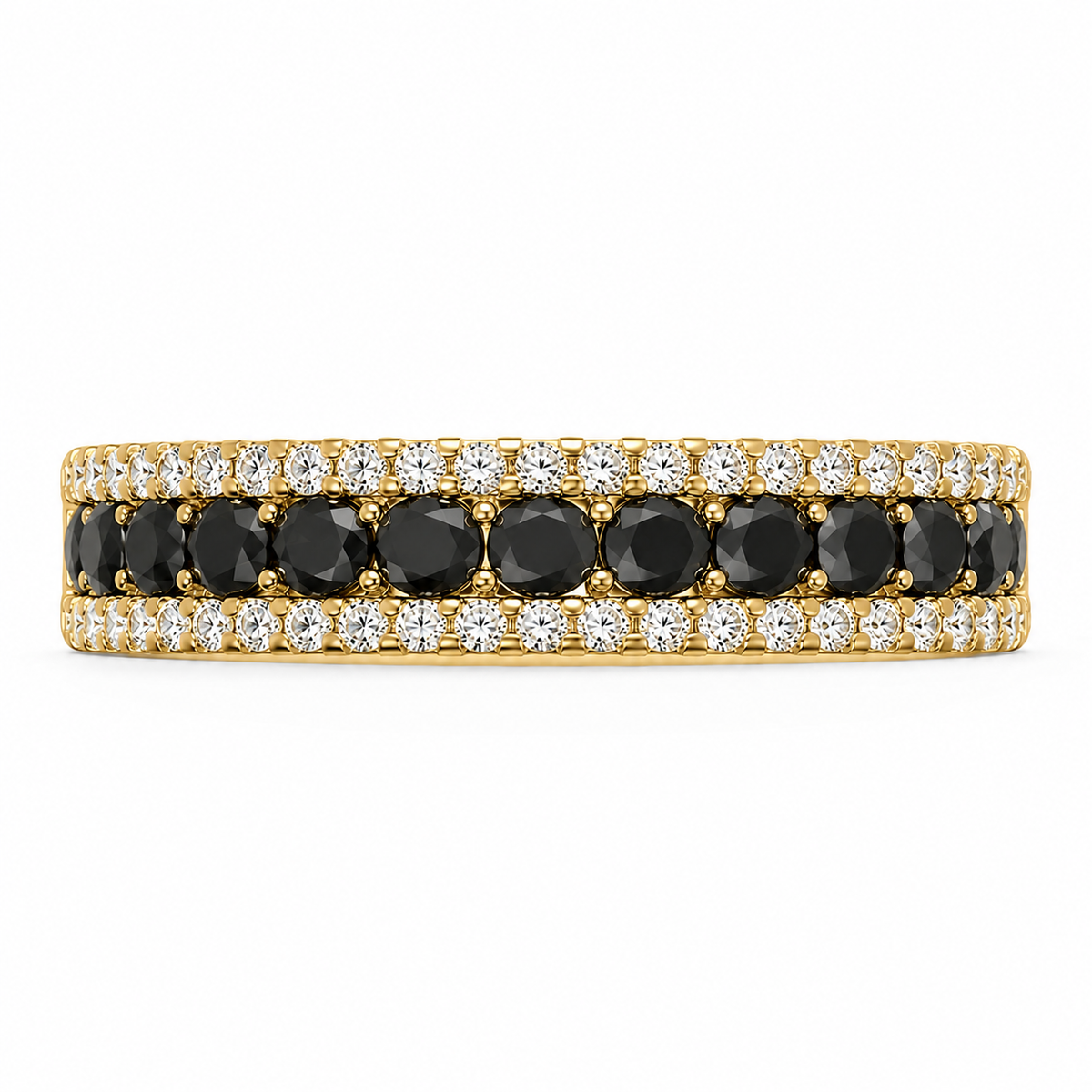 Reverra 14K Gold Black Lab Grown Diamond Half Eternity Ring for Women, CTTW-0.55