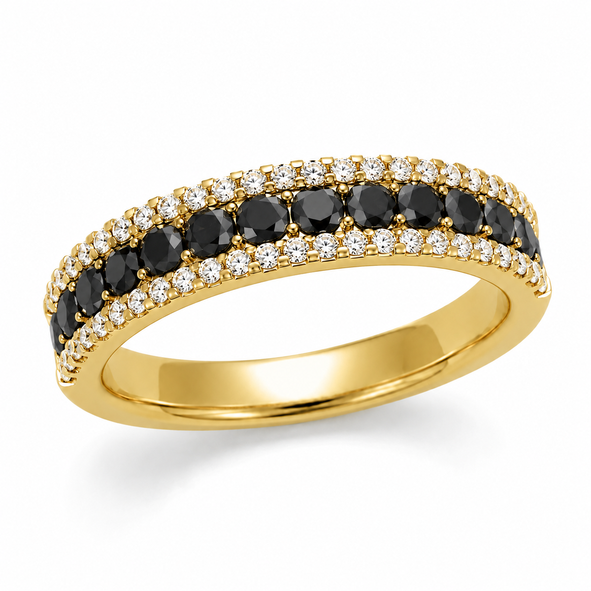 Reverra 14K Gold Black Lab Grown Diamond Half Eternity Ring for Women, CTTW-0.55