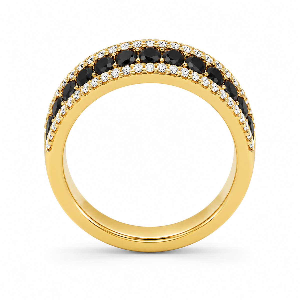 Reverra 14K Gold Black Lab Grown Diamond Half Eternity Ring for Women, CTTW-0.55
