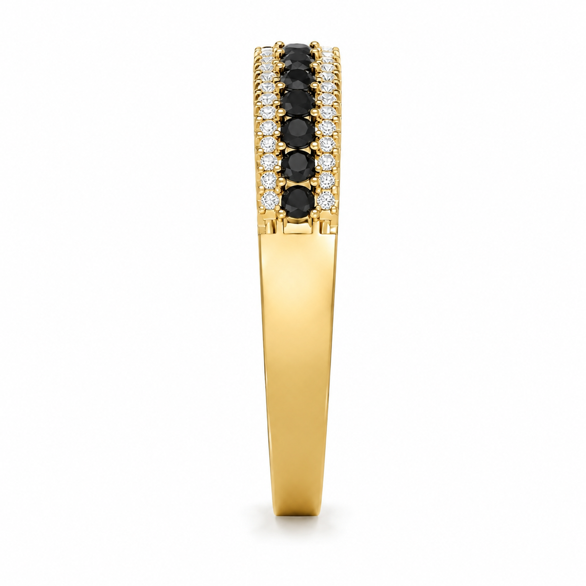 Reverra 14K Gold Black Lab Grown Diamond Half Eternity Ring for Women, CTTW-0.55