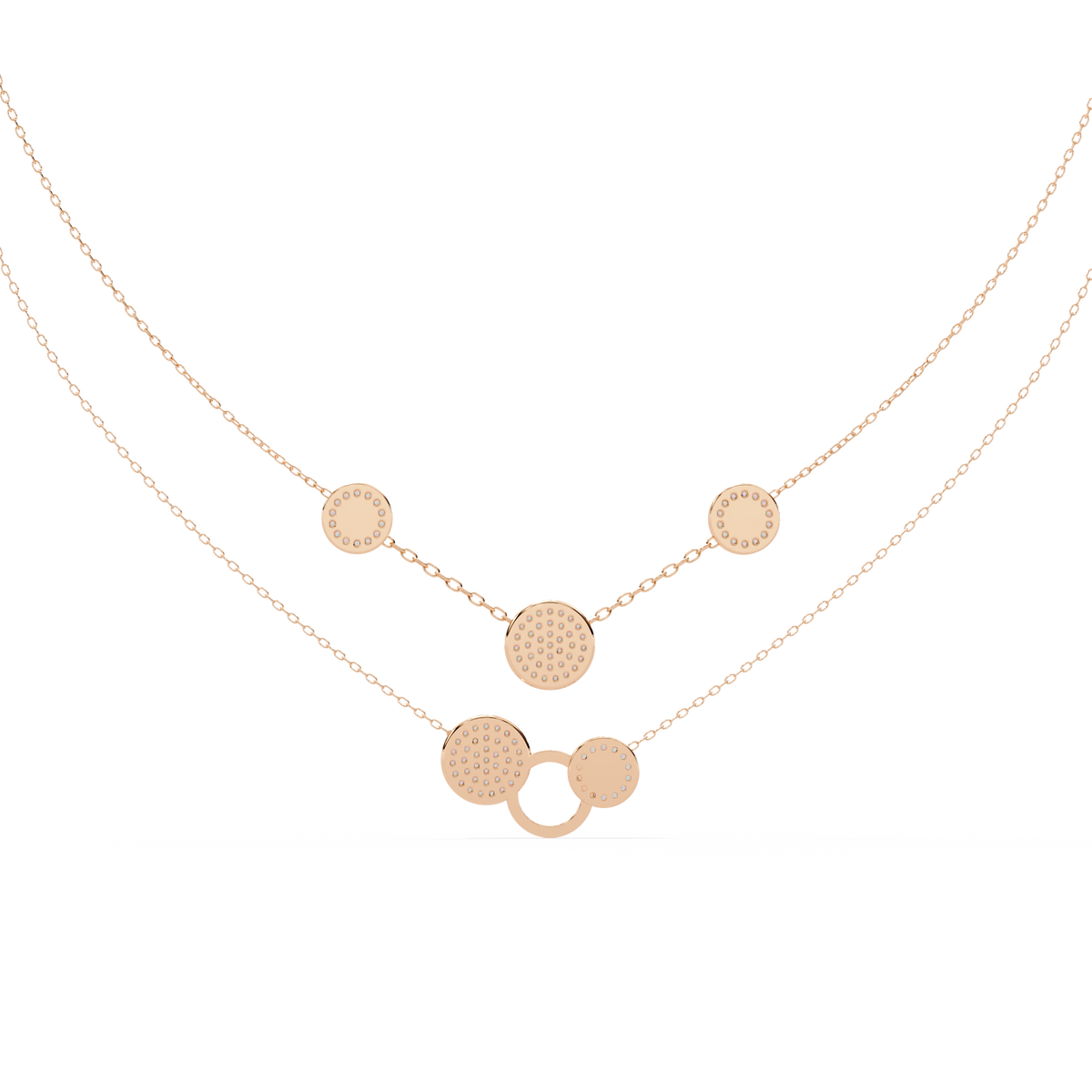 Reverra 14K Diamond Circle Layered Necklace, CTTW-0.44