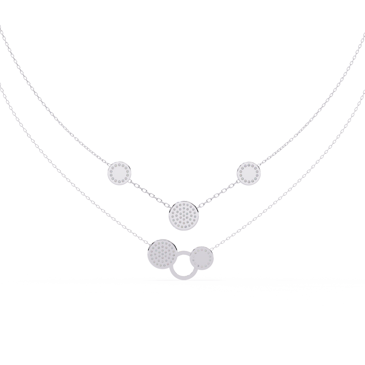 Reverra 14K Diamond Circle Layered Necklace, CTTW-0.44