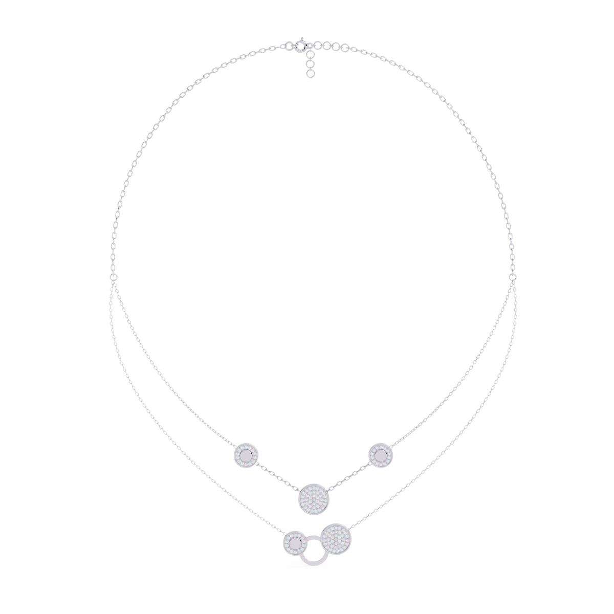 Reverra 14K Diamond Circle Layered Necklace, CTTW-0.44